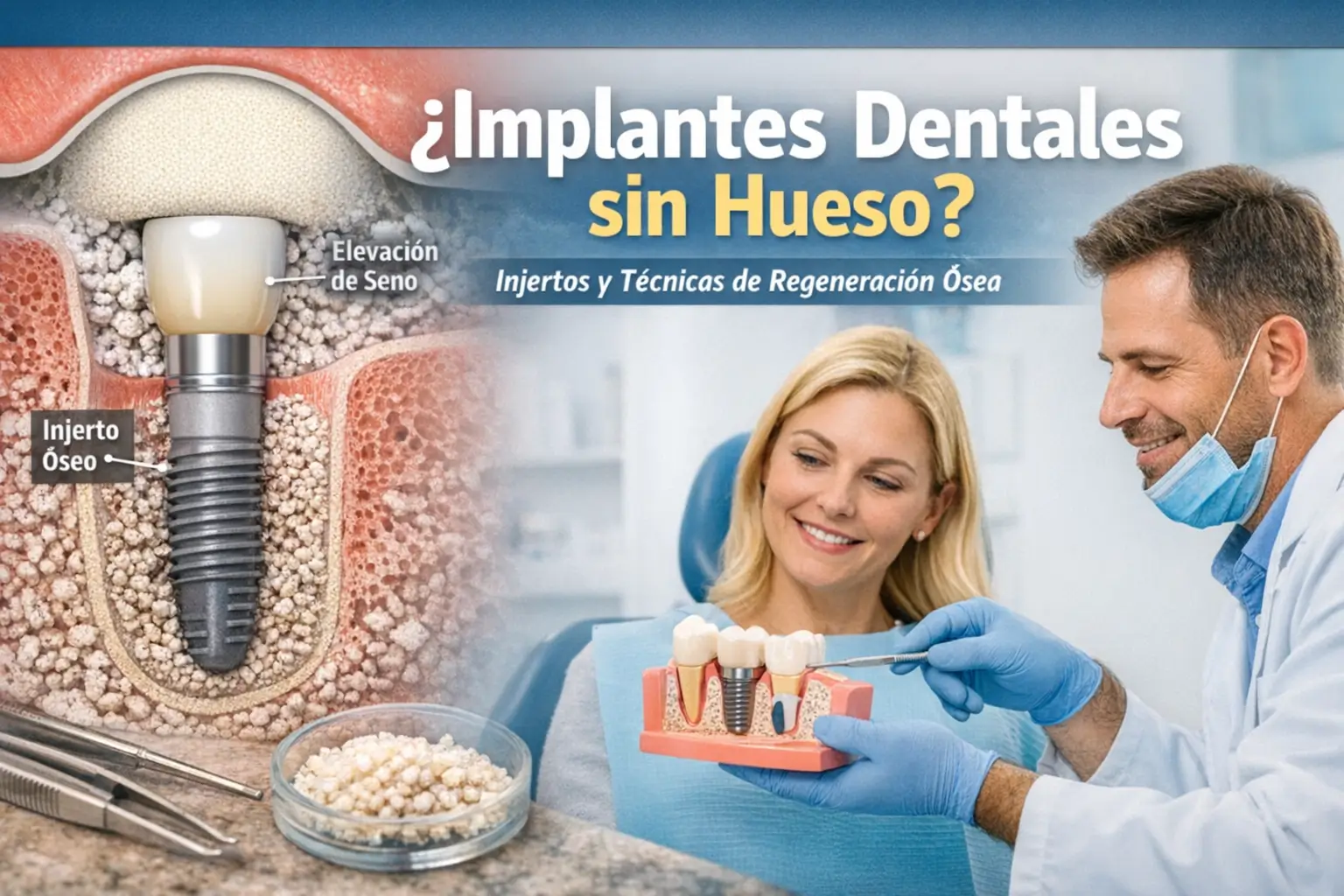 Implantes dentales sin hueso y regeneración ósea en Puerto de Sagunto – García Grimaldi